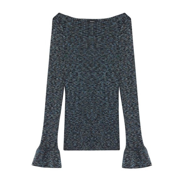 Theory Women's Boat-Neck Cabled Print Ribbed Pullover Sweater Size S NWOT - Picture 4 of 12